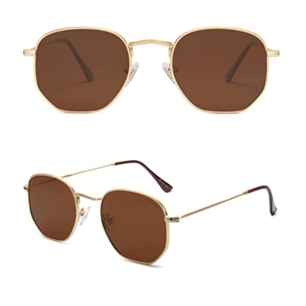 🕶Brown Hexagonal Polarized Sunglasses for Men and Women